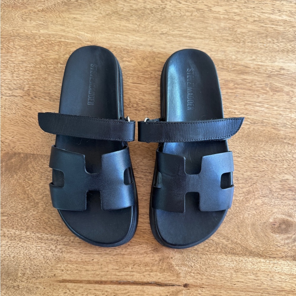 Steve Madden Black Slide Sandals